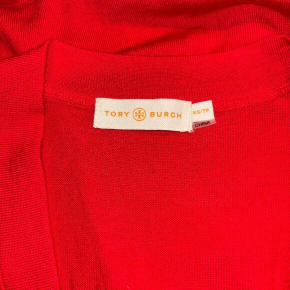 TORY BURCH women's merino red cardigan size XS LIKE NEW!! - Picture 5 of 5